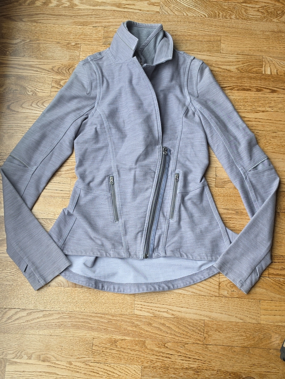 (4) lululemon athletica Ride On Blazer Fossil Gray Asymmetrical Zip Moto Jacket